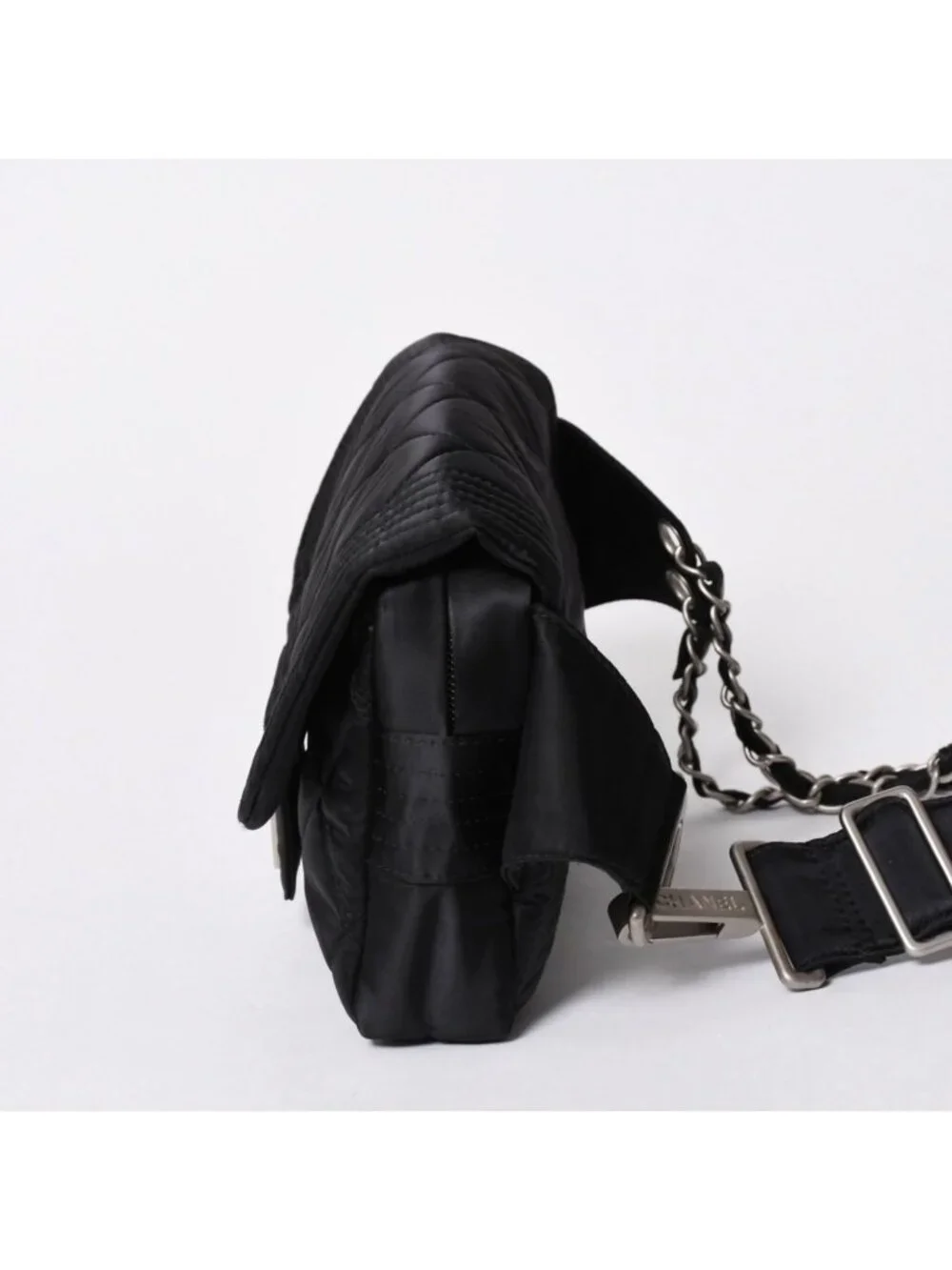 Chanel Sports Line Waist Bag CC Logo Nylon Black Matte Silver